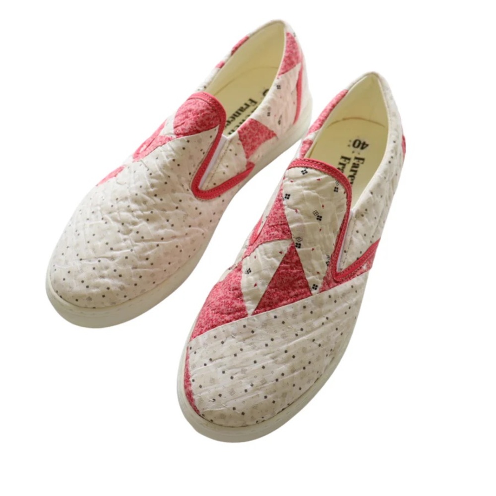 Farewell Frances Quilted Sneakers Red and White NEW